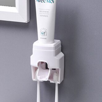 Automatische Tandpasta Dispenser Wall Mount Tandenborstelhouder Luie Mensen Tandpasta Knijper Voor Wc Thuis Badkamer Accessoires wit