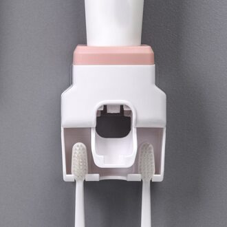 Automatische Tandpasta Dispenser Wandmontage Tandpasta Knijper Tandpasta Wall Mount Rack Badkamer Tandpasta Houder Roze