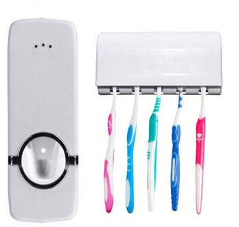 Automatische Tandpasta Squeezers Badkamer Muur Zuig Tandpasta Dispenser Thuis Wc Hygiëne Rvs Tandenborstel Houders wit