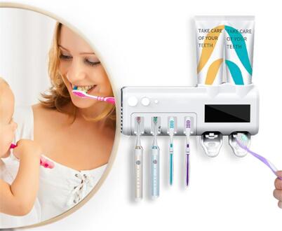 Automatische Ultraviolet Tandenborstel Sterilisator Uv Light Tandenborstel Houder Met Tandpasta Knijpen Dispenser Zonne-energie Plank 03