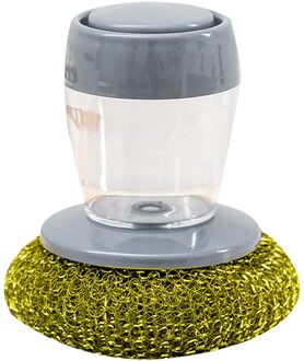 Automatische Vloeibare Toevoeging Staaldraad Bal Borstel Pot Artefact Korte Handvat Schoon Wasborstel Keuken Accessoires Schoonmaken Gereedschap #50