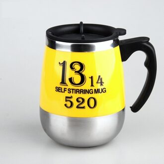 Automatische Zelf Roeren Mok Koffie Melk Mengen Mok 304 Roestvrij Staal Thermische Kop Elektrische Lui Dubbele Geïsoleerde Smart Cup 1314-geel