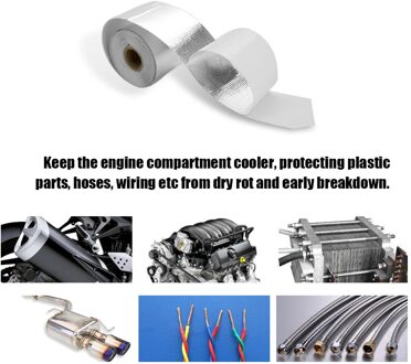 Automobile Motorfiets Thermische Isolatie Band Uitlaat Warmte Roll Slijtvaste Hitteschild Tape Brandvertragende Glasvezel Riem 10m zilver