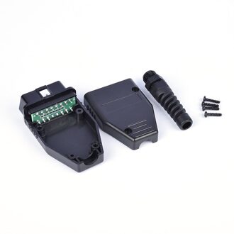 Automotive OBD2 16pin Connector Male Obd Behuizing Met Plug + Case + Sr + Schroef Obdii alle zwart