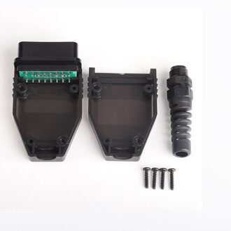 Automotive OBD2 16pin Connector Male Obd Behuizing Met Plug + Case + Sr + Schroef Obdii transparant zwart