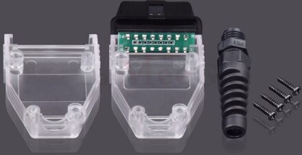 Automotive OBD2 16pin Connector Male Obd Behuizing Met Plug + Case + Sr + Schroef Obdii wit