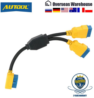 AUTOOL 35CM Car OBD2 Cable Connector Car OBD2 Adapter 1 to 2 Splitter Wire 16pin OBDII Male to Female Extension Cord Connection