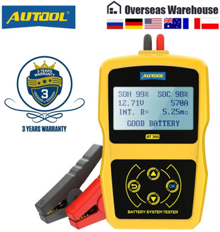 AUTOOL BT360 12V Car Battery Tester Digital Automotive Diagnostic Battery Tester Analyzer Vehicle Cranking Charging Scanner Tool