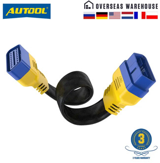 AUTOOL Car OBD2 II Enhanced Flexible Extension Male to Female Cable for Launch Easydiag/THINKDIAG/THINKDRIVER/ELM327 OBDII Cable