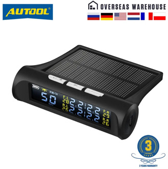 AUTOOL TW500 Car TPMS Tyre Pressure Monitoring System Solar Power & HUD Display Auto Security Alarm Systems Tyre Pressure