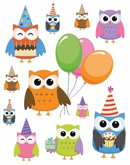 Autoraam stickers feestelijke uilen