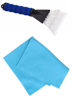 Autoramen IJskrabber soft grip blauw 25 cm met anti-condens doek - IJskrabbers