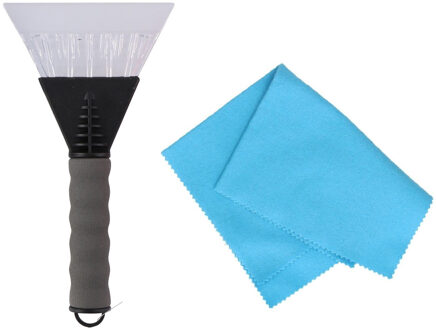 Autoramen IJskrabber Soft grip - grijs - 25 cm - met anti-condens doek - winter