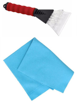 Autoramen IJskrabber soft grip rood 25 cm met anti-condens doek - IJskrabbers