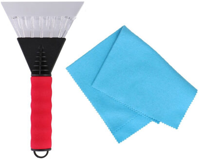 Autoramen IJskrabber Soft grip - rood - 25 cm - met anti-condens doek - winter