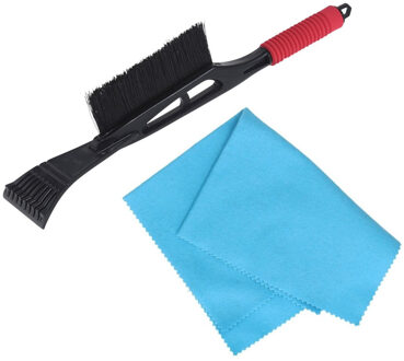 Autoramen lange IJskrabber met borstel zwart/rood 53 cm met anti-condens doek