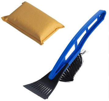 Autoramen stevige IJskrabber met borstel blauw 31 cm met anti-condens spons - IJskrabbers
