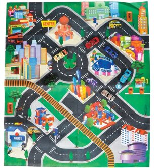 Autospeelkleed - Down Town - incl. 2x speelgoed auto - 80 x 70 cm Multi