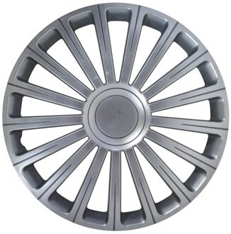 Autostyle 4-Delige Wieldoppenset Radical 14-inch zilver + chroom ring