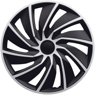 Autostyle 4-Delige Wieldoppenset Turbo Van 17-inch zilver/zwart (bol) Zwart