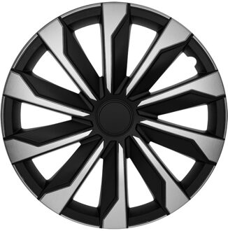 Autostyle 4-Delige Wieldoppenset Typhoon 15-inch zilver/zwart Zwart