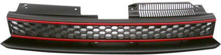 Autostyle Embleemloze Grill passend voor Volkswagen Golf VI GTi 2008-2012 - Zwart/Rood