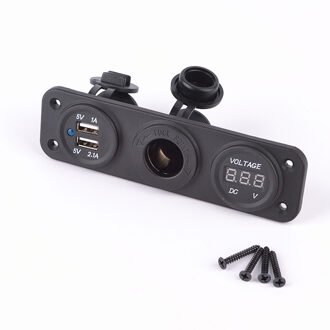 Autostyle luxe USB-inbouwdoos met frame 12/24 Volt 117 x 29 mm Zwart