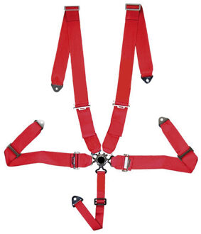 Autostyle Racing Sportgordel 5-Punts Rood + Quick Release + E-keur (3-inch)