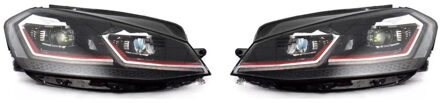 Autostyle Set 7.5-Look LED Koplampen passend voor Volkswagen Golf VII 2012-2017 - Zwart/Rood - incl. Dynamic Running Light