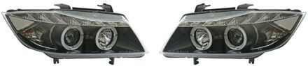 Autostyle Set Koplampen DRL-Look passend voor BMW 3-Serie E90/E91 2005-2008 - Zwart - incl. Knipperlichten & Angel-Eyes