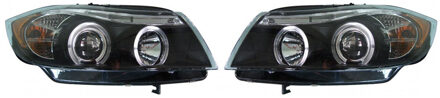 Autostyle Set Koplampen passend voor BMW 3-Serie E90/E91 Sedan/Touring 2005-2008 - Zwart - incl. Angel-Eyes