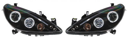 Autostyle Set Koplampen passend voor Peugeot 307 2001-2005 - Zwart - incl. Angel-Eyes