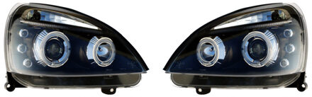 Autostyle Set Koplampen passend voor Renault Clio II Facelift 2001-2005 - Zwart - incl. Angel-Eyes