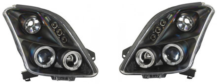 Autostyle Set Koplampen passend voor Suzuki Swift II 2005-2010 - Zwart - incl. Angel-Eyes