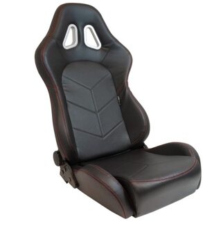 Autostyle Sportstoel 'TN' - Zwart Kunstleder + Rode stiksels - Dubbelzijdig verstelbare rugleuning - incl. sledes