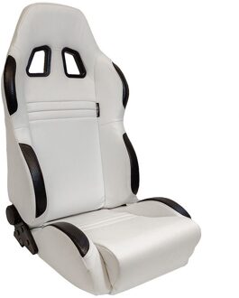 Autostyle Sportstoel 'Type T' - Wit/Zwart Kunstleder - Dubbelzijdig verstelbare rugleuning - incl. sledes
