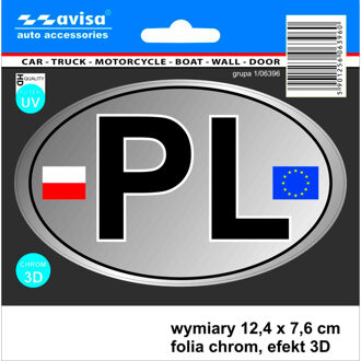 AutoTattoo Sticker PL + Flags 3D Chrome - 12,4 x 7,6 cm AV106396