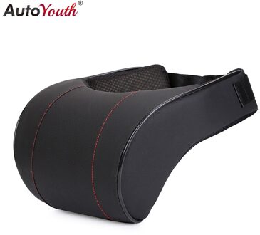 Autoyouth Auto Nekkussen Memory Foam Kussen 1Pcs Pu Lederen Auto Auto Seat Neksteun Zwart Hoofdsteun Kussen