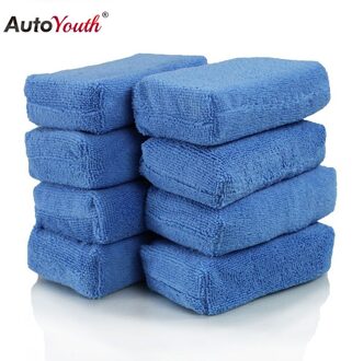 Autoyouth Premium Grade Microfiber Applicators Sponzen, Doeken, Blauw (Pack Van 8) 12*8*4 Cm Car Care Microvezel Wax Polijsten