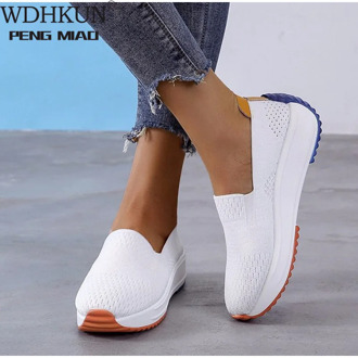 Autumn Sneakers Women's Mesh Flats Shoes Woman Lace Up Breathable Casual Female Shoe Comfort Candy Color Solid Ladies Plus Size