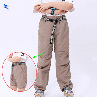 Autumn Spring Quick Dry Waterproof Kids Outdoor Pants Boys Girls Sports Hiking Trousers Children Detachable Shorts+Pants Outfits