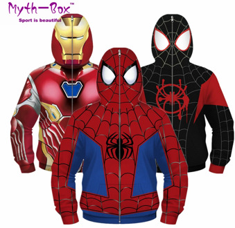 Autumn Winter Children's Jackets Teenage Child Hoodies Junior Kids Zipper Coat Spider Superhero's Clothes 5-12y Boy&Girl's Tops