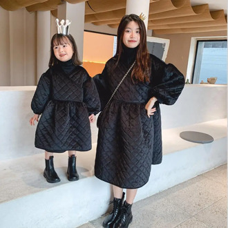 Autumn winter new baby and mother dress children long sleeve cotton coat Parent-child clothes 2-8Y ws1864