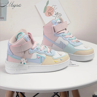Autumn Winter New Women's High-Top Sneakers Color Matching Fashion Increased Women's Platform Casual Shoes Couple Sneakers W631