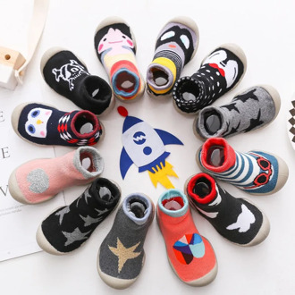Autumn Winter Rubber Sole Baby Foot Socks Cute Cartoon Children Home Shoes Toddler First Walkers
