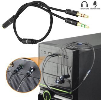 Aux 3.5Mm Audio Mic Splitter Kabel Vrouwelijk Naar 2 Mannelijke Hoofdtelefoon Microfoon Adapter