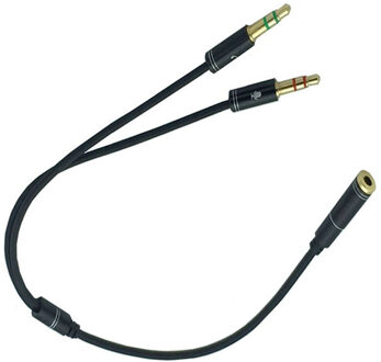 Aux 3.5Mm O Mic Splitter Kabel Vrouw Naar 2 Mannelijke Hoofdtelefoon Microfoon Adapter