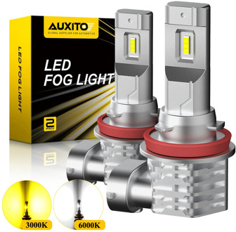 AUXITO 2Pcs 3000K Yellow Led Fog Lights H11 H10 H16JP H8 LED Bulb Canbus DRL Auto Lamp 2-SMD CSP Chip 6000K White 12V 24V