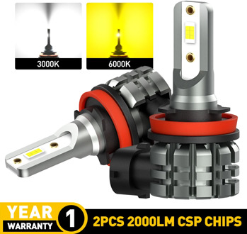 AUXITO 2x H8 H11 H16 LED Canbus H10 9145 9140 Led Fog Light Daytime Running Light DRL 6000k White 3000k Golden Yellow 12V 24V