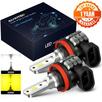 AUXITO 2x H8 H9 H11 LED Fog Lights H16 JP HB3 HB4 LED CSP 6000k White 3000k Golden Yellow 12V 24V DRL Car Daytime Running Lamp